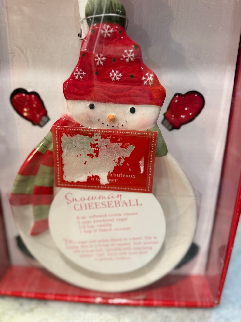 New Hallmark Snowman Cheese Plate & Spreader Set-5 piece set